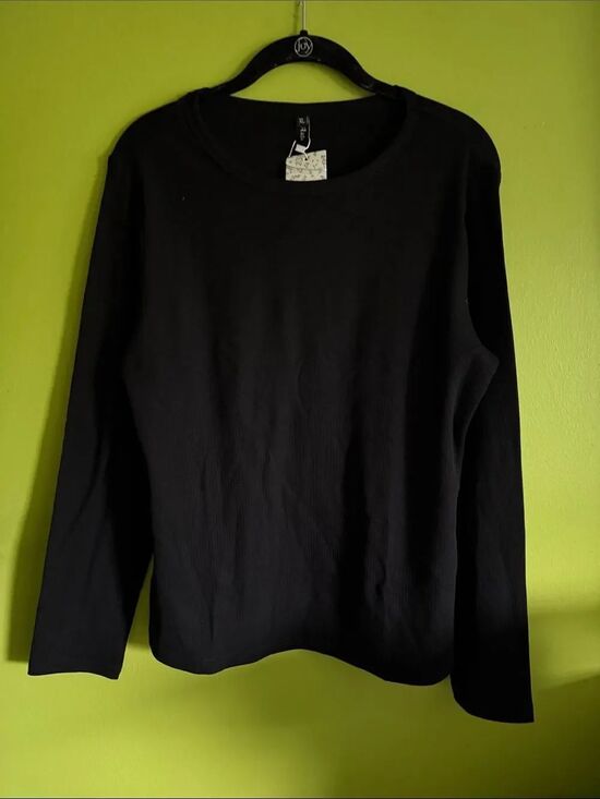 Automet Tops - NWT Automet Black Ribbed Stretch Crew Neck Long Sleeve Top Shirt Size XL